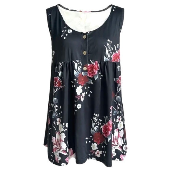 Floral Tank Top With Buttons - Picture 3 of 7